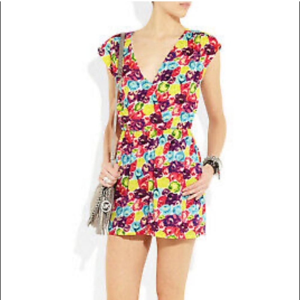 Alice & Olivia Silk Floral Romper‎ Size Large